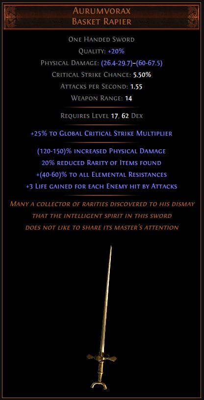 Aurumvorax Path of Exile Best Leveling Unique