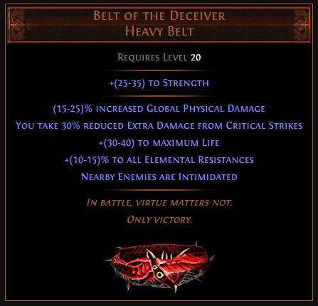 Belt of the Deceiver Path of Exile Best Leveling Unique