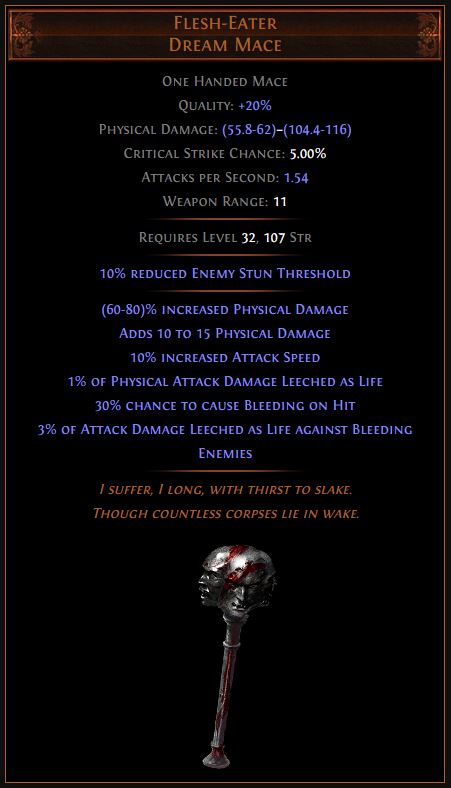 Flesh-eater Path of Exile Best Leveling Unique