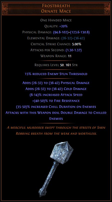 Frostbreath Path of Exile Best Leveling Unique