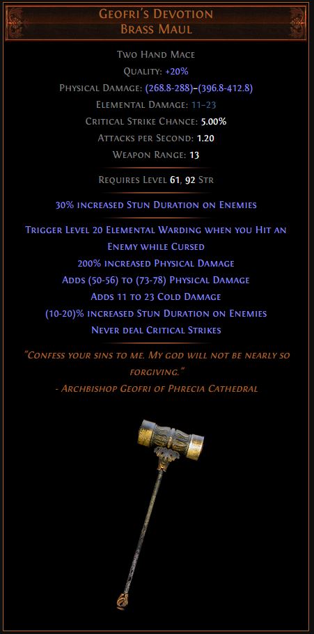 Geofri's Devotion Path of Exile Best Leveling Unique