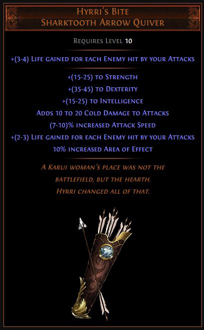 Hyrri's Bite Path of Exile Best Leveling Unique