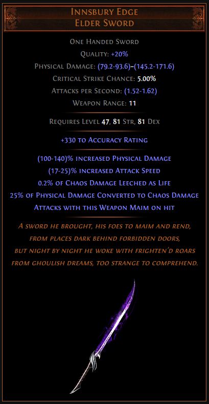 Innsbury Edge Path of Exile Best Leveling Unique