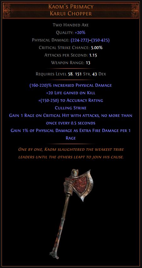 Kaom's Primacy Path of Exile Best Leveling Unique