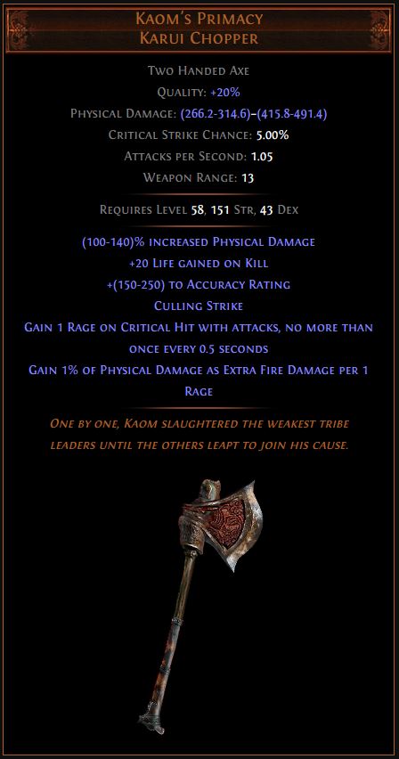 Kaom's Primacy Path of Exile Best Leveling Unique 3.11