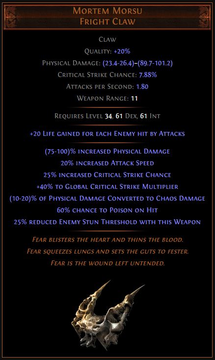 Mortem Morsu Path of Exile Best Leveling Unique