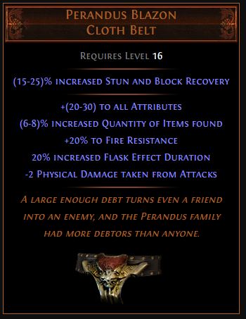 Perandus Blazon Path of Exile Best Leveling Unique