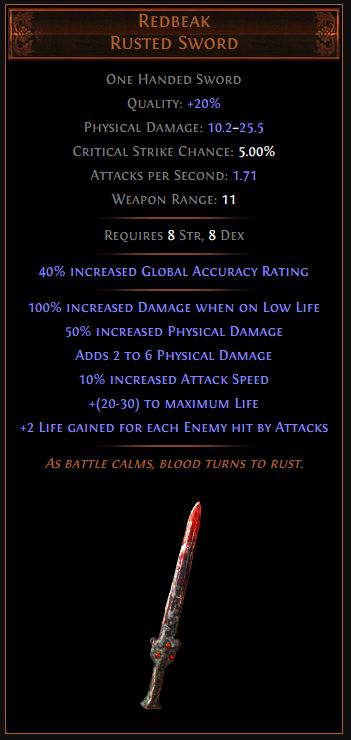 Redbeak Path of Exile Best Leveling Unique