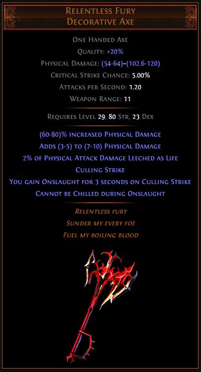 Relentless Fury Path of Exile Best Leveling Unique