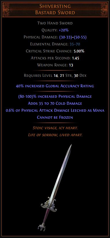 Shiversting Path of Exile Best Leveling Unique