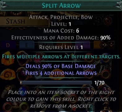 Split Arrow Gem Path of Exile