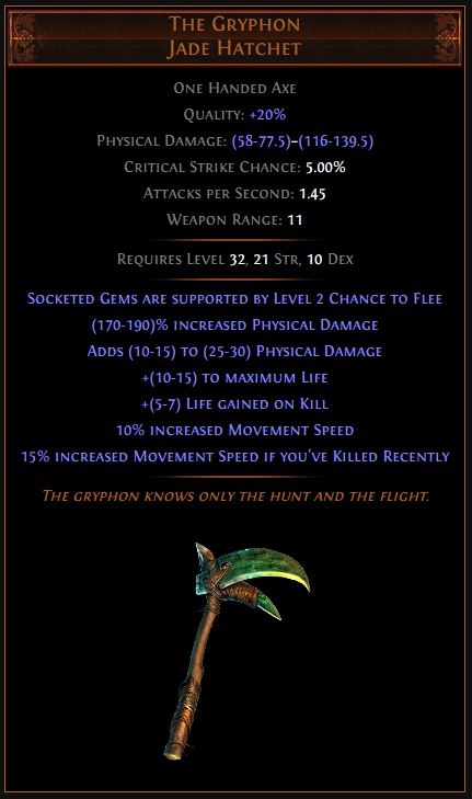 The Gryphon Path of Exile Best Leveling Unique