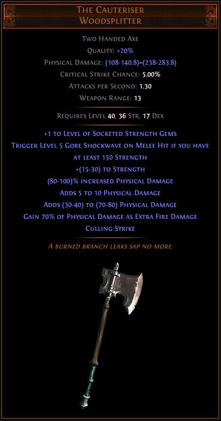 The Cauteriser Path of Exile Best Leveling Unique 3.11